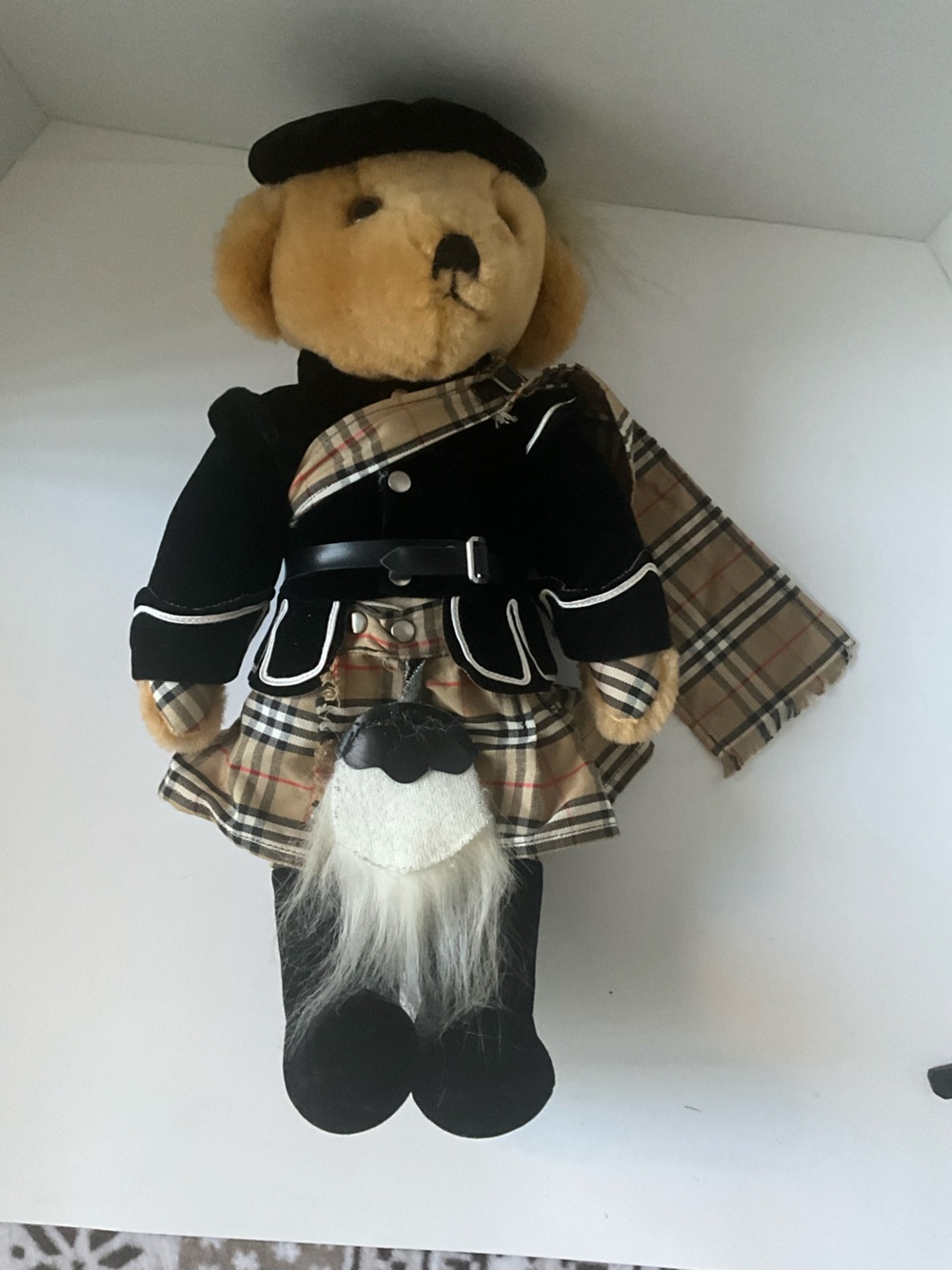 Vintage Burberrys London Teddy Bear 18” Made in England Nova Check Outfit